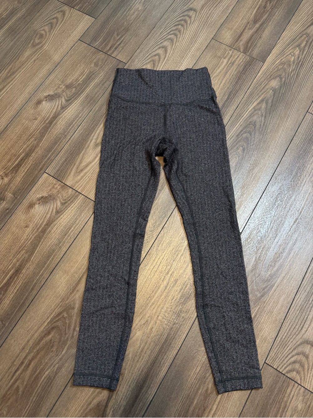 Lululemon 4 Wunder Under Hi-Rise 7/8 Tight Herringbone Black Luon